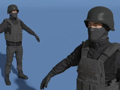  SWAT Operator in Tactical Vest Black 