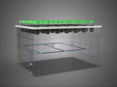 TRANSPARENT AEROPONIC PLANT CROP TANK NET POTS PUMP GROWING TRAY 3D model