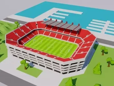 Simple Poly big Stadium Invented Low-poly 3D model