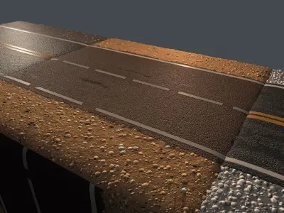 REALISTIC  ROAD PBR TEXTURE - SEAMLESS Texture and sbsar File Texture