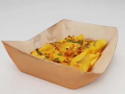 Potato dip dipping fried fry sauce with greens 3D model