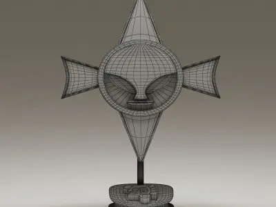 Mayan Alien Emblem Statuette 3D model