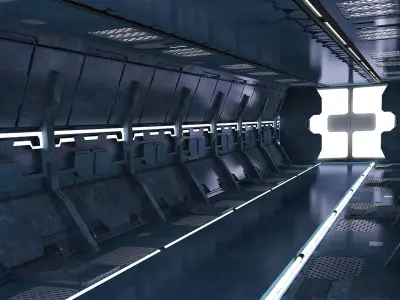 Science-fiction Gates space corridors  mechanical models 3D model