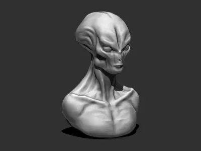 Alien Bust 7 - Detailed Humanoid 3D Print Model 3D print model