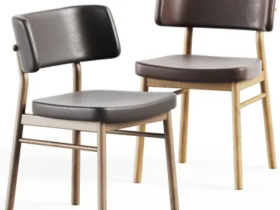 Table Aky Contract S80 and Wooden Chair Marlen by TrabA 3D model