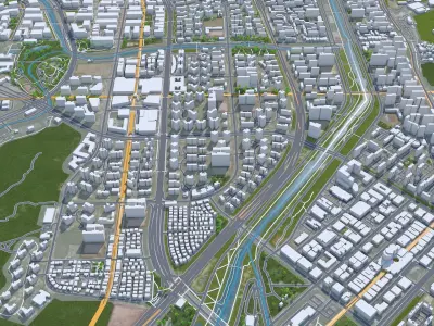 Seongnam si Gyeonggi do South Korea 20km Low-poly 3D model