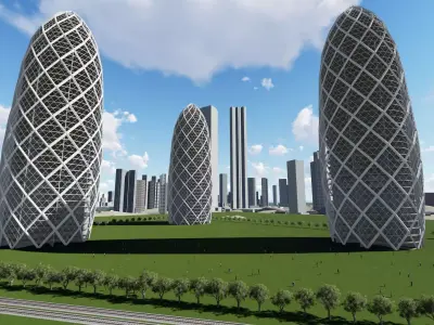 Glazed modern skyscraper 3D model