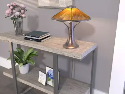 Entry or living room console table with accessories 3D model