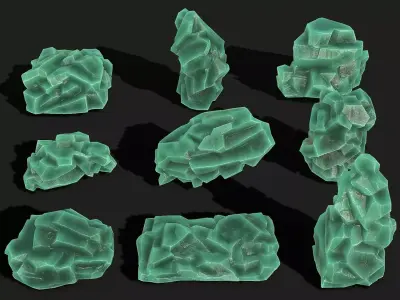 Mountain ice Rocks - PBR Pack 11 Low-poly 3D model