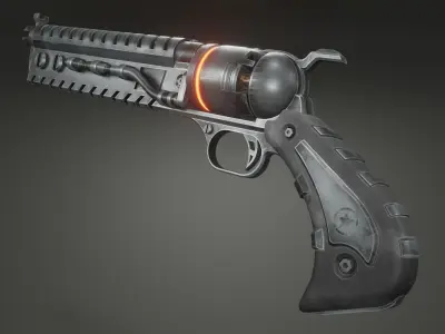 Stylized revolver Low-poly 3D model