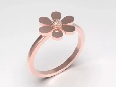 Rose Gold Flower stl Ring Model gr0130 3D print model