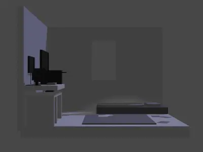 Isometric game-ready Bedroom  Low-poly 3D model