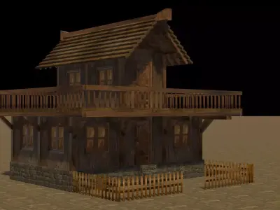 Medieval house eight 6 Low-poly 3D model