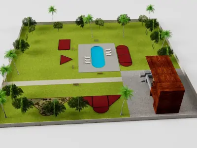 Modern House  Low-poly 3D model