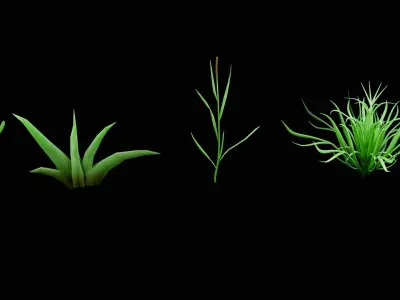 A set of grass for game locations Low-poly 3D model