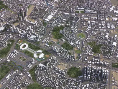 Jinan - 3D City Model Low-poly 3D model
