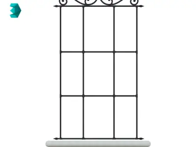 Fence wrought iron window frame 3D model