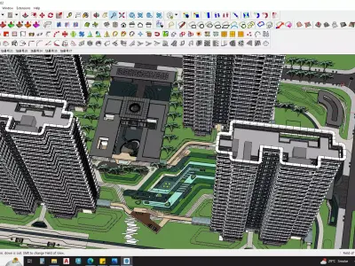 Interactive spaces in Apartments SketchUp model Master plan 3D model