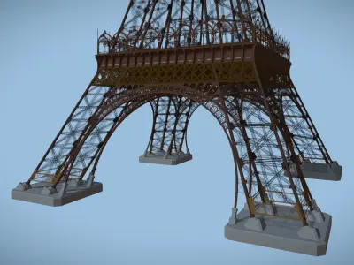 Eiffel tower with its original design 3D model