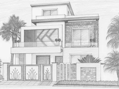 Front elevation View  3D model