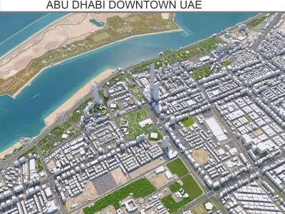 Abu Dhabi Downtown UAE Low-poly 3D model