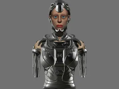 high poly female Cyborg  robot 3D model