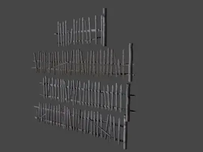 Old fence Free low-poly 3D model