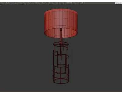 Modern Cylindrical Gold Table Lamp Low-poly 3D model
