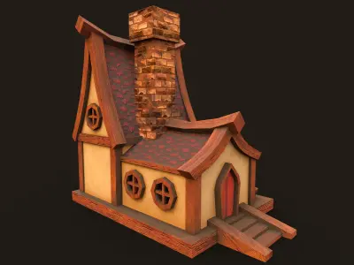 Lowpoly fantasy house Low-poly 3D model