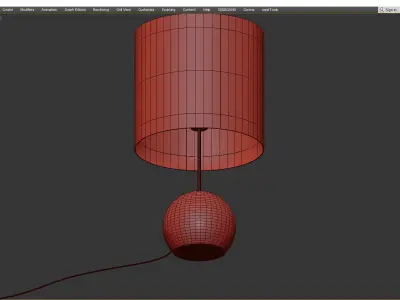 STAND DRUM SHADE TABLE LAMP Low-poly 3D model