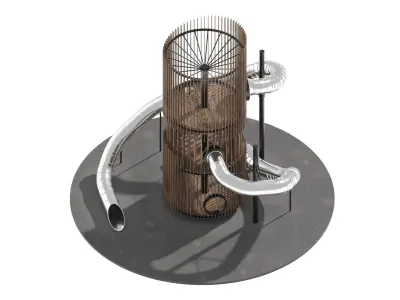Playground 6 tower with pipe in middle 3D model