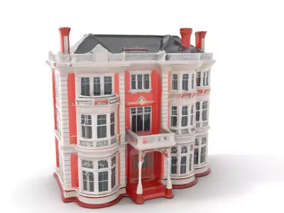 Victorian Pink Mansion model pack Low-poly 3D model