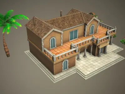 Stylized Tropical Beach Building Low-poly 3D model