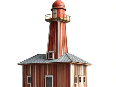 Charming Wooden Lighthouse Model Pack Low-poly 3D model