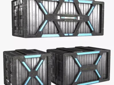 Sci-fi Container set of 3 v1 Low-poly 3D model