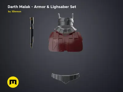 Darth Malak - Armor and Lightsaber Set 3D print model