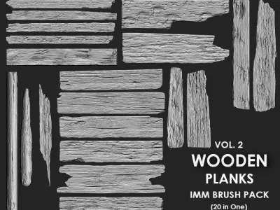 WOODEN PLANK MEGA PACK 4 IN ONE  92 BRUSHES 3D model
