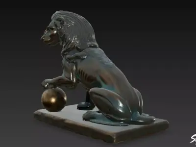 Lion Statue V40 Low-poly 3D model