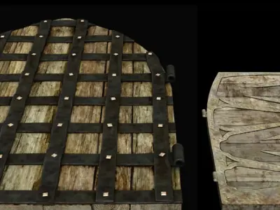 Medieval doors Low-poly 3D model