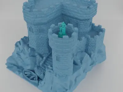 Fort on Cliff Tabletop Terrain 25 mm 3D print model