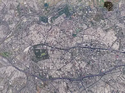Madrid Low-poly city of paris from space 3D model