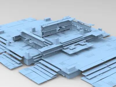 Sci fi Light gravity cube walkway platforms collection 1 Low-poly 3D model