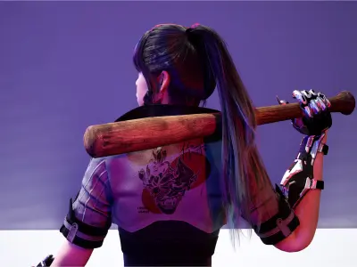 Scifi Hero Girl Low-poly 3D model