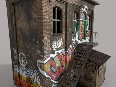 Abandoned House With Graffiti 3D model
