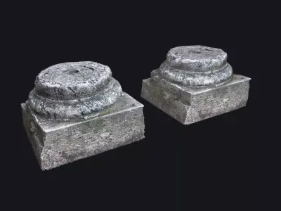 Old Column Base - High and Low poly versions Free low-poly 3D model