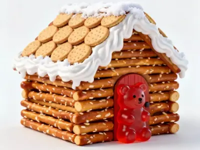 Rustic Pretzel Cottage 3D Model Sweet Log Cabin Low-poly 3D model