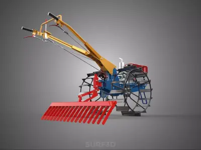 SPIKE TOOTH HARROW MOUNT HAND WALKING TRACTOR WALK BEHIND GARDEN 3D model