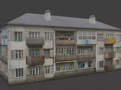 Russian panel house lowpoly Low-poly 3D model