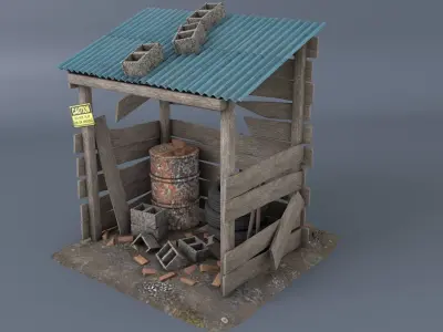 Scrap cabine asset Low-poly 3D model