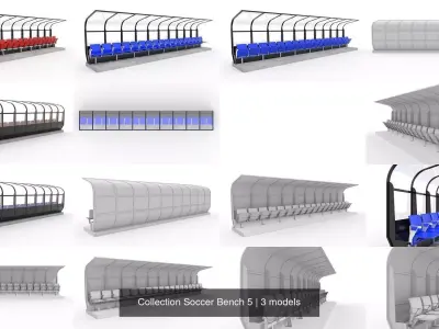 Collection Soccer Bench 5 3D Model Pack